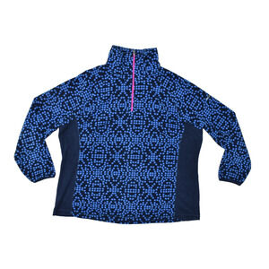 Columbia Women's Plus Size 2X Blue Aztec Geometric Fleece 1/4 Zip Pullover